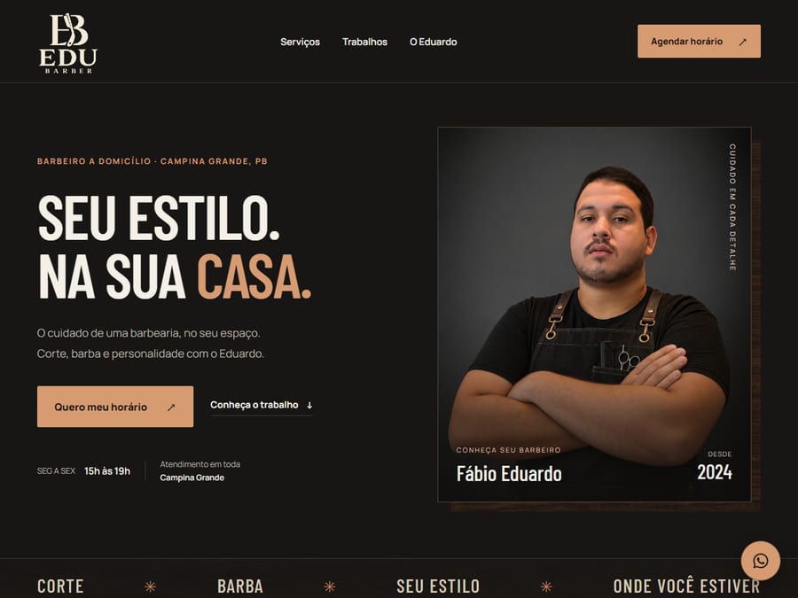 Site do Edu Barber, barbeiro a domicílio em Campina Grande