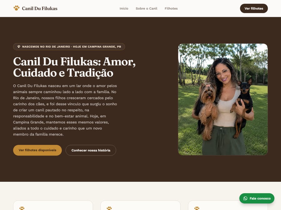 Site do Canil Du Filukas, criador de Yorkshire Terrier e Pinscher em Campina Grande