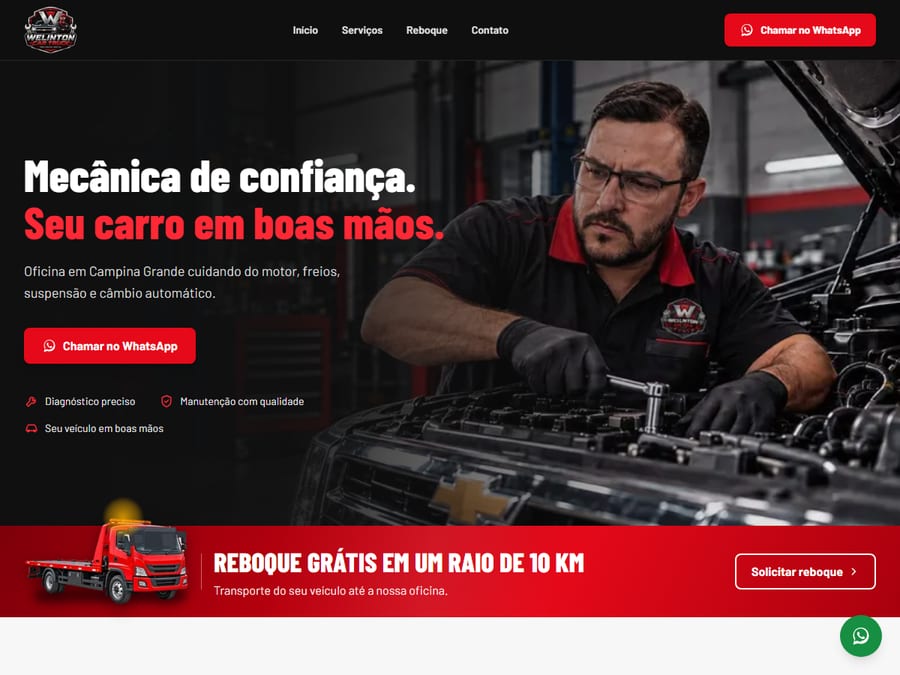 Site da Welinton Car Truck, oficina mecânica em Campina Grande